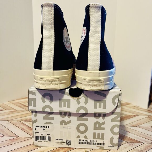 Converse x PLAY Comme des Garçons Chuck 70 M 8 W 10 Black Sneakers Heart 150204C - Picture 5 of 8